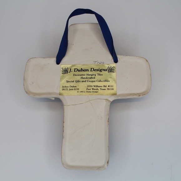 J. Duban Designs Handcrafted Broken Tile Mosaic Art Hanging Cross Cobalt - Picture 5 of 8